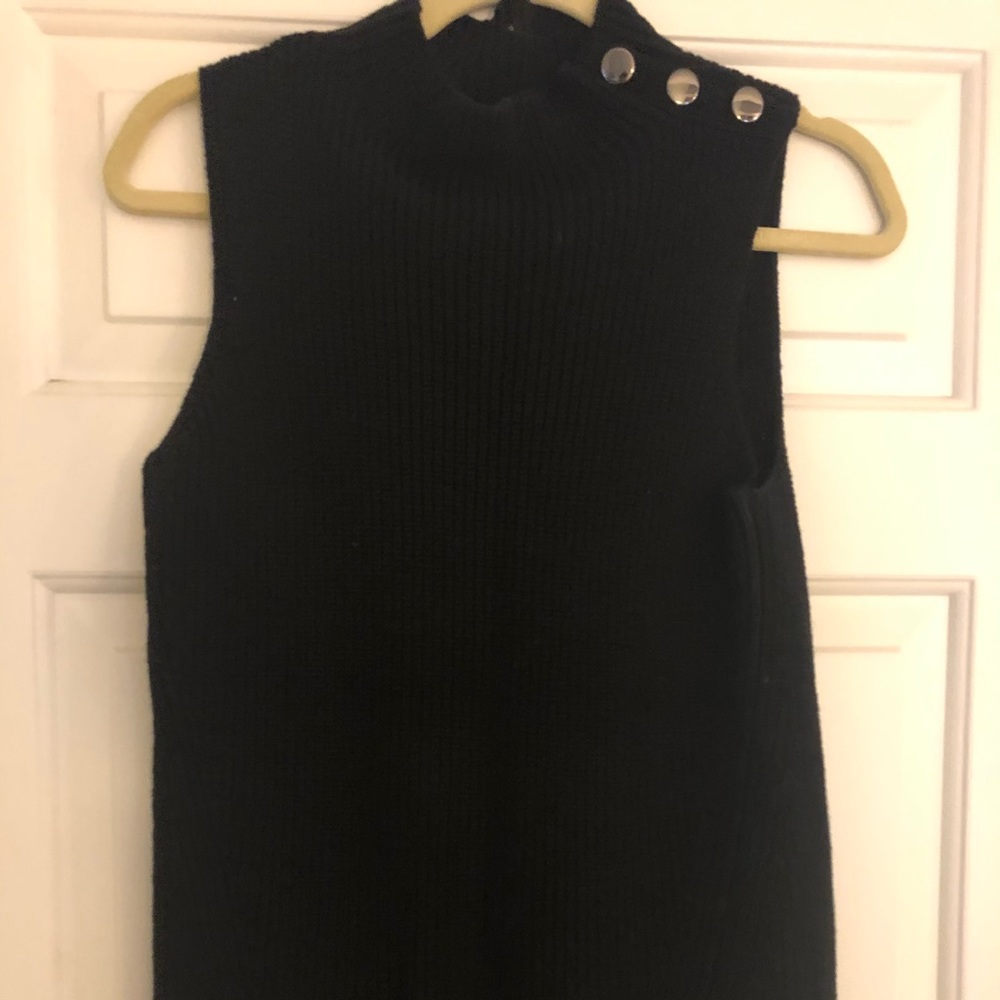 Loft Black sleeveless mock neck sweater